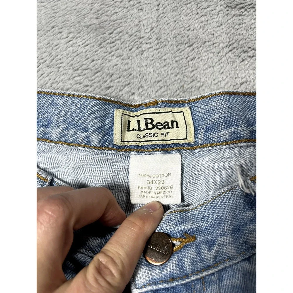 L.L. Bean Jeans Mens 34x29 Blue Denim Baggy Casual Light Wash Vintage Y2k Logo